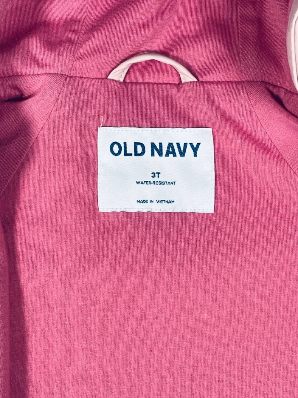 Old Navy Toddler Girls Pink Rain Jacket Terry Lined Hooded Water Resistant 3T